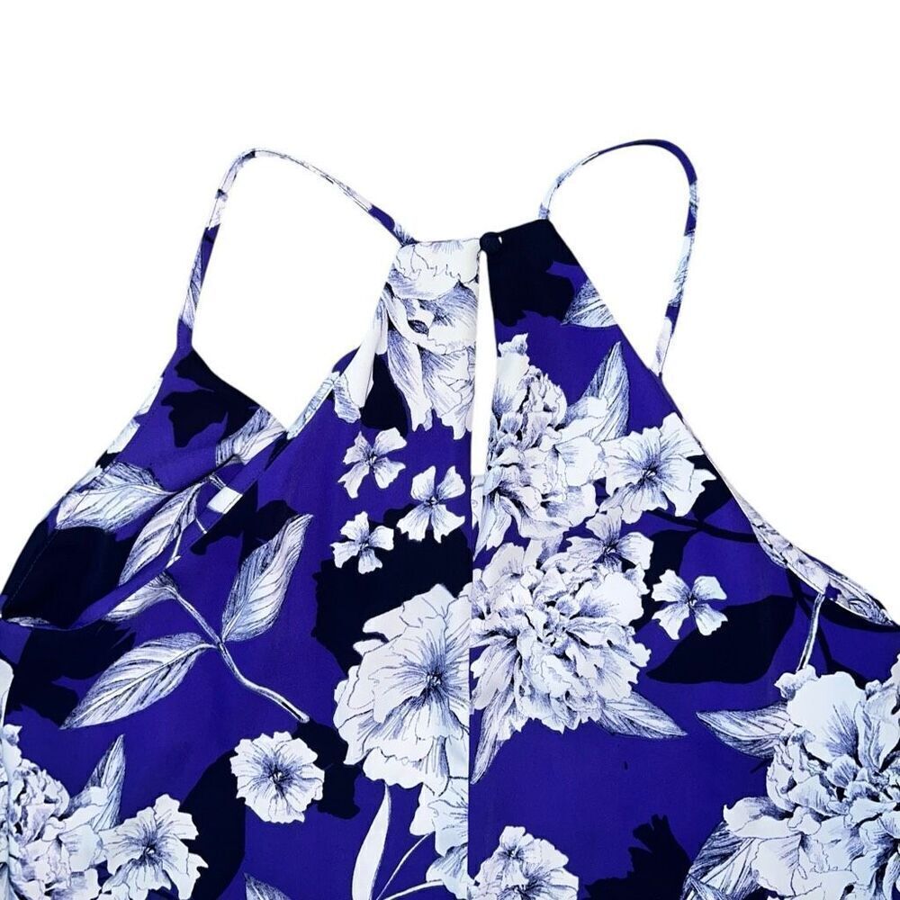 TAHARI Blue Floral Sleeveless Maxi Dress Size S - Picture 5 of 9